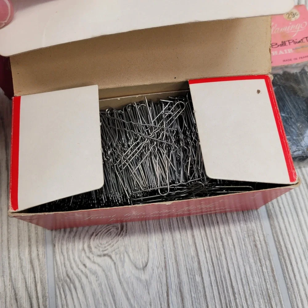 Lot of Flamingo Bob Pins Hair Ball Tipped Salon Set Professional Mid Century Vtg